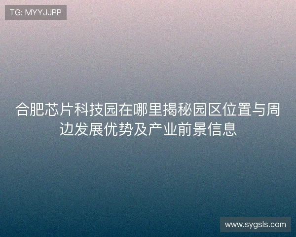 合肥芯片科技园在哪里揭秘园区位置与周边发展优势及产业前景信息